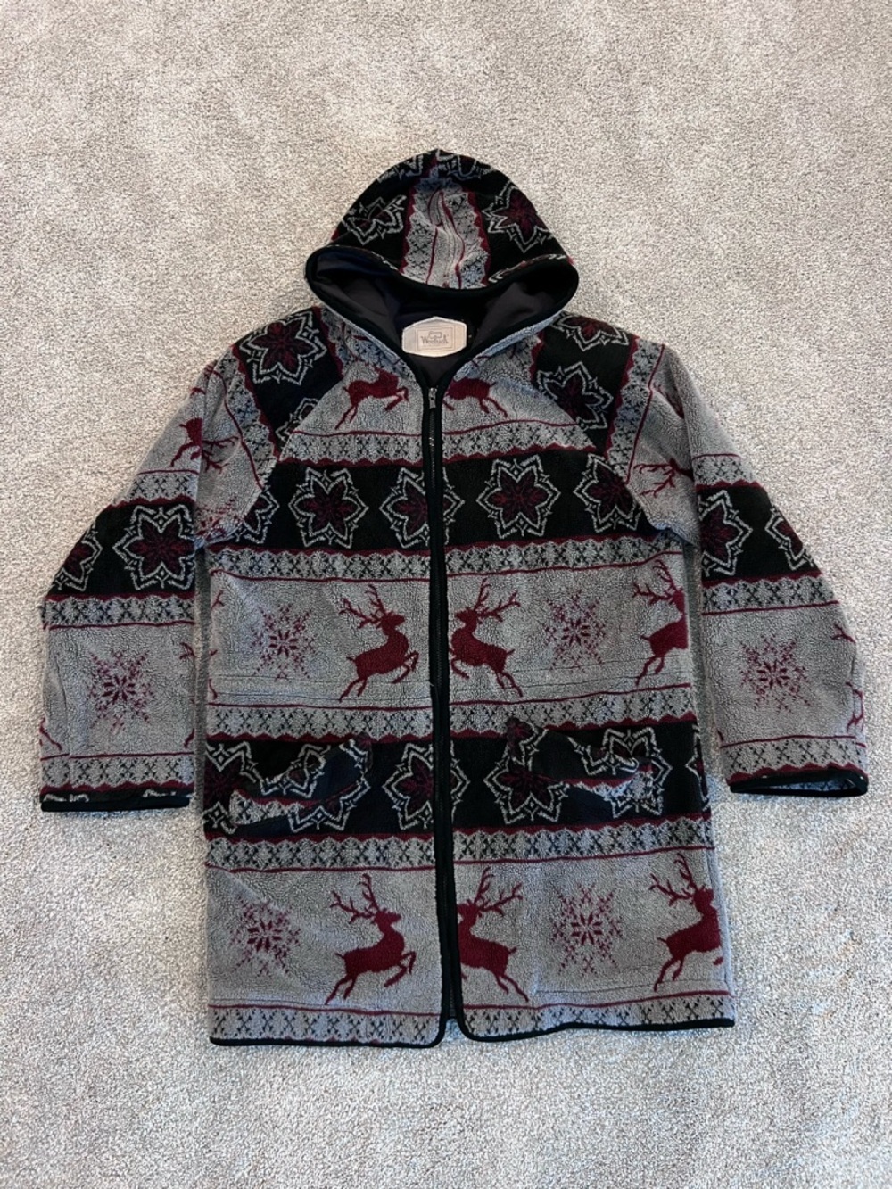 Woolrich Reindeer Hooded Jacket Coat Women Sz Medium Outdoor Western Mountain ,